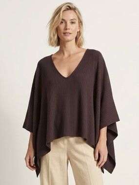 Zara Ribbed Asymmetric Poncho Cape Top | Size Small | NWT